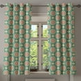 thumbnail image 1 of Ambesonne Eastern Grommet Curtain, Mosaic Florets Chevron, 50" x 63", Forest Green Pale Pink, 1 of 6