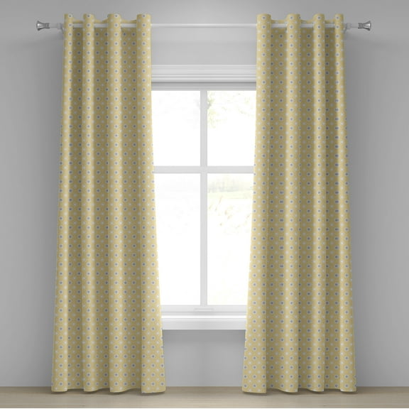 Ambesonne Eastern Grommet Curtain, Quatrefoil Star, 50" x 96", Yellow White