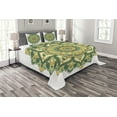 thumbnail image 1 of Ambesonne Eastern Quilted Bedspread Set 3 Pcs, Dahlia Petals, Queen Size, Fern Green Apricot, 1 of 3