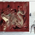 thumbnail image 1 of Ambesonne Eastern Shower Curtain, Japanese Dragon Doodle, 69"Wx70"L, Ivory and Ruby, 1 of 5