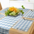 thumbnail image 1 of Ambesonne Eastern Table Runner & Placemats, Pastel Tone Motif, Placemat 4 pcs + Runner 14"x72", Pale Azure Blue White, 1 of 2
