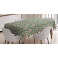 thumbnail image 1 of Ambesonne Eastern Tablecloth Rectangular Table Cover, Mosaic Florets Chevron, 60"x90", Forest Green Pale Pink, 1 of 3