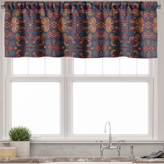 Ambesonne Eastern Valance Pack of 2, Floral Glass Pattern, 54"X18", Multicolor