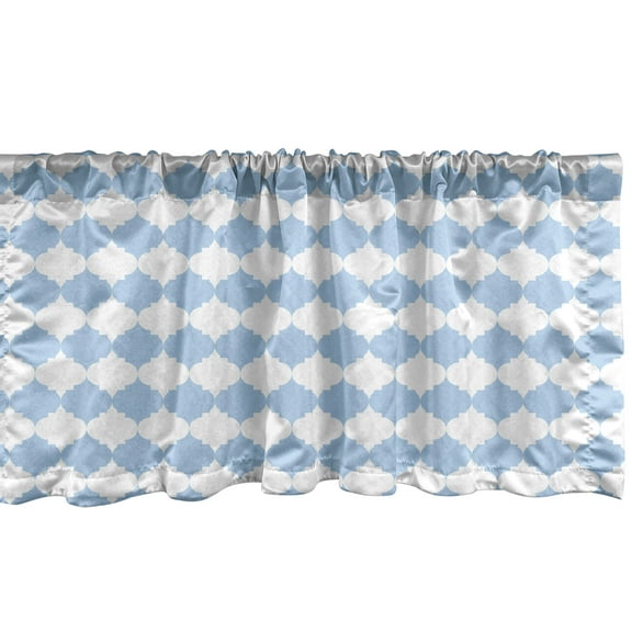 Ambesonne Eastern Window Valance, Pastel Tone Motif, 54" X 18", Pale Azure Blue White