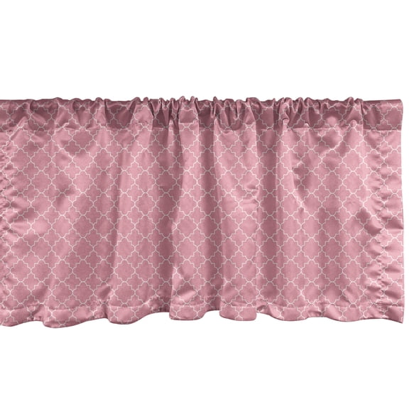 Ambesonne Eastern Window Valance, Quatrefoil Motif, 54" X 18", Pastel Pink and White