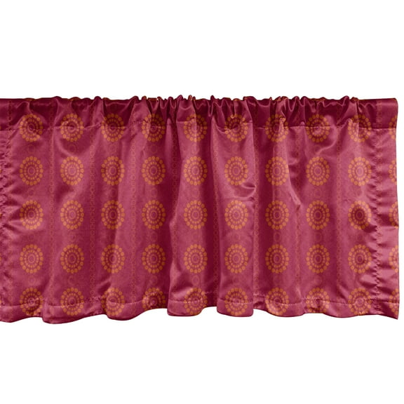 Ambesonne Eastern Window Valance, Sun Inspired Ethnic, 42" x 12", Scarlet and Maroon