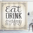 thumbnail image 1 of Ambesonne Eat Drink and Be Merry Shower Curtain, Vintage Xmas, 69"Wx70"L, Beige and Charcoal Grey, 1 of 3