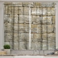 thumbnail image 1 of Ambesonne Ecru Kitchen Curtains, Weathered Old Stone Wall Image, 55"x30", Dark Eggshell and Pale Camel, 1 of 3