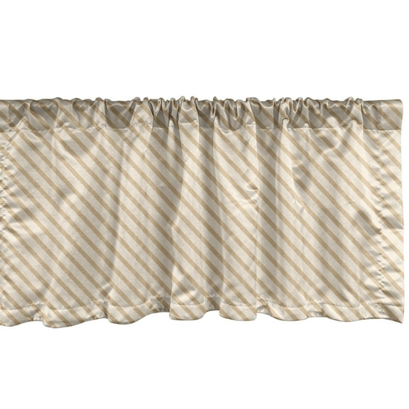 Ambesonne Ecru Window Valance, Abstract Diagonal Stripes Art, 54" X 18", Ecru and Champagne