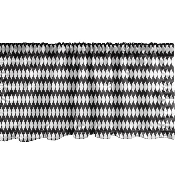 Ambesonne Edgy Window Valance, Abstract Simple Oval Shapes, 54" X 12", Charcoal Grey and White