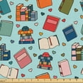 thumbnail image 1 of Ambesonne Education Fabric by the Yard Upholstery, Books and Hearts Plot, 2 Yards, Scarlet Olive Green and Blue, 1 of 5
