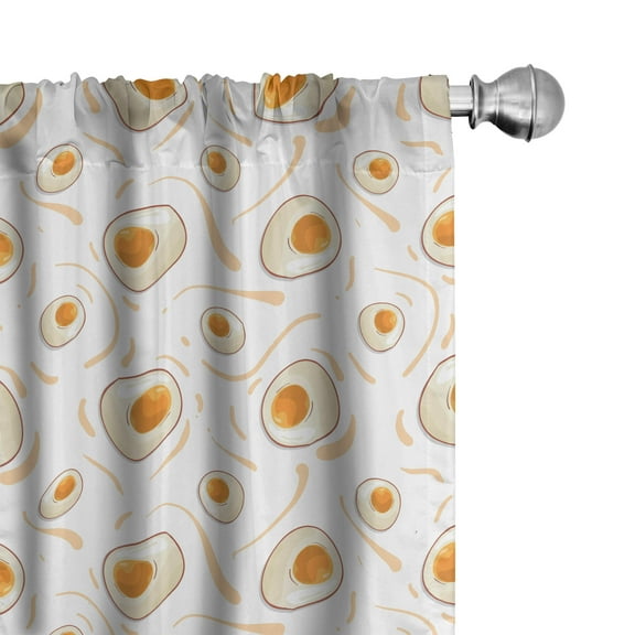 Ambesonne Egg Curtains, Fried Eggs Breakfast Pattern, Pair of 28"x63", Marigold Peach and Cream