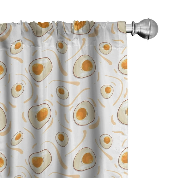 Ambesonne Egg Curtains, Fried Eggs Breakfast Pattern, Pair of 28"x63", Marigold Peach and Cream