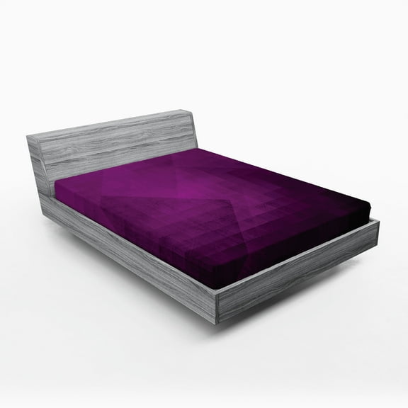 Ambesonne Eggplant Fitted Sheet, Squares Modern Art, California King, Purple