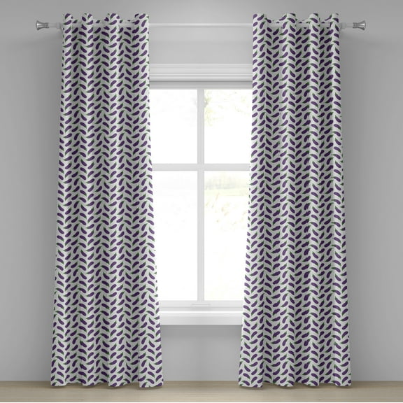 Ambesonne Eggplant Grommet Curtain, Nutritious Meal, 50" x 96", Violet White