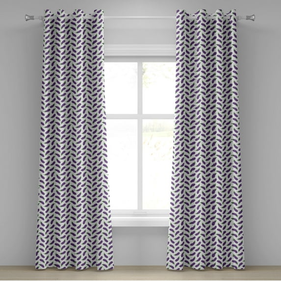 Ambesonne Eggplant Grommet Curtain, Nutritious Meal, 50" x 96", Violet White