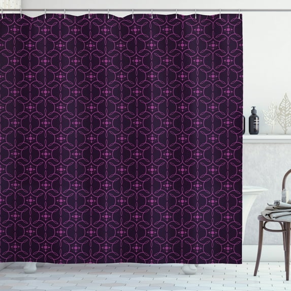 Ambesonne Eggplant Shower Curtain, Swirl Leaf Details, 69"Wx75"L, Eggplant Purple