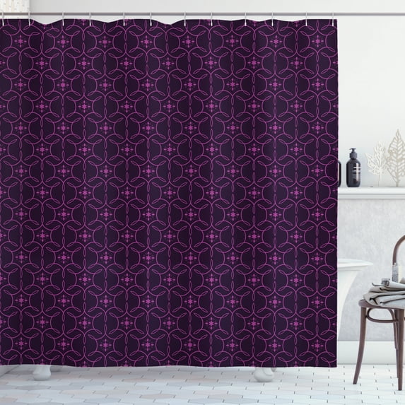 Ambesonne Eggplant Shower Curtain, Swirl Leaf Details, 69"Wx84"L, Eggplant Purple