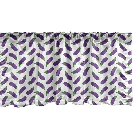 Ambesonne Eggplant Window Valance, Nutritious Meal, 54" X 12", Violet White