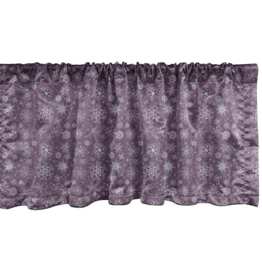 Ambesonne Eggplant Window Valance, Xmas Snowflakes Floral, 54" X 18", Violet