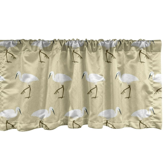 Ambesonne Egret Window Valance, Leg Standing Heron Birds, 42" x 12", Eggshell Fawn