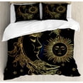 thumbnail image 1 of Ambesonne Egypt Duvet Cover Set, Moon with Boho Feathers, 2-Calking, Yellow Petrol Blue, 1 of 7