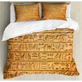 thumbnail image 1 of Ambesonne Egypt Duvet Cover Sets, Hieroglyphs Composition, 2-Queen, Pale Orange Amber, 1 of 7