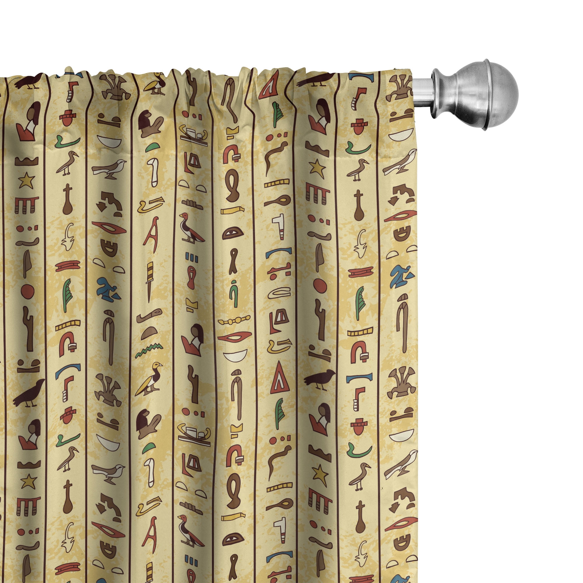 Ambesonne Egyptian Curtains, Colorful Papyrus, Pair of 28"x95", Multicolor