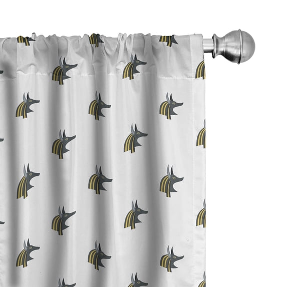 Ambesonne Egyptian Curtains, Jackal Head Timeless Form, Pair of 28"x95", Yellow Black and Grey