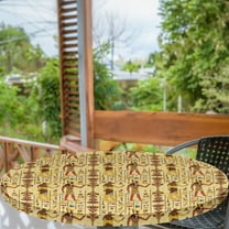 Ambesonne Egyptian Fitted Round Tablecloth, Grunge and Retro Timeless, 40"- 44" Diameter, Multicolor