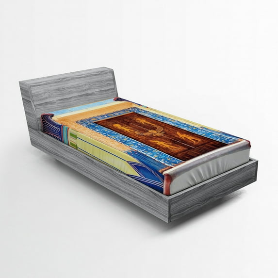 Ambesonne Egyptian Fitted Sheet, Egypt Building, Twin XL Size, Multicolor