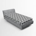 thumbnail image 1 of Ambesonne Egyptian Fitted Sheet, Hieroglyphic Pattern, Twin Size, Black and White, 1 of 2