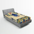 thumbnail image 1 of Ambesonne Egyptian Fitted Sheet, Scarab Eye Motif, Twin Size, Multicolor, 1 of 2