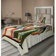 thumbnail image 1 of Ambesonne Egyptian Fitted & Top Sheet Set with Sham, Papyrus Building, Multicolor, 1 of 4