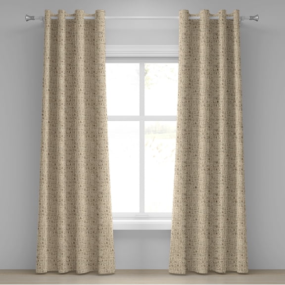 Ambesonne Egyptian Grommet Curtain, Dated Hieroglyphics, 50" x 120", Tan Brown