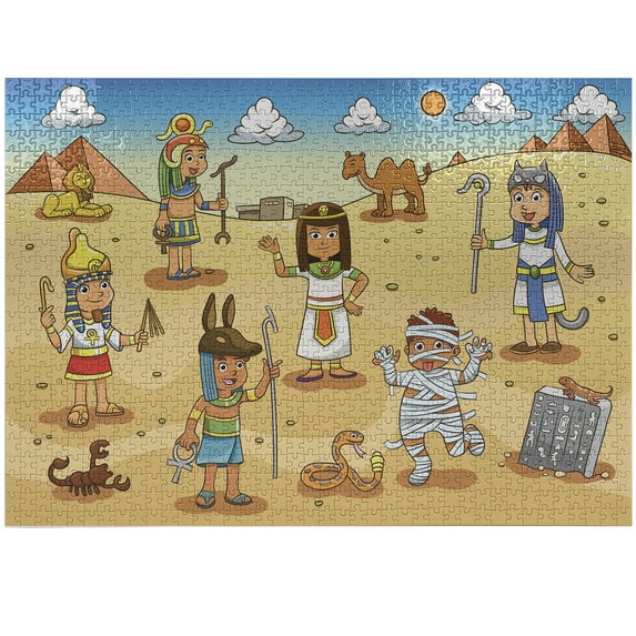 Ambesonne Egyptian Jigsaw Puzzle Durable Cardboard, Pyramid, 1000 pcs, Multicolor