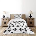thumbnail image 1 of Ambesonne Egyptian Quilted Bedspread Set 2 Pcs, Beetle Bug, Twin Size, Black White, 1 of 3
