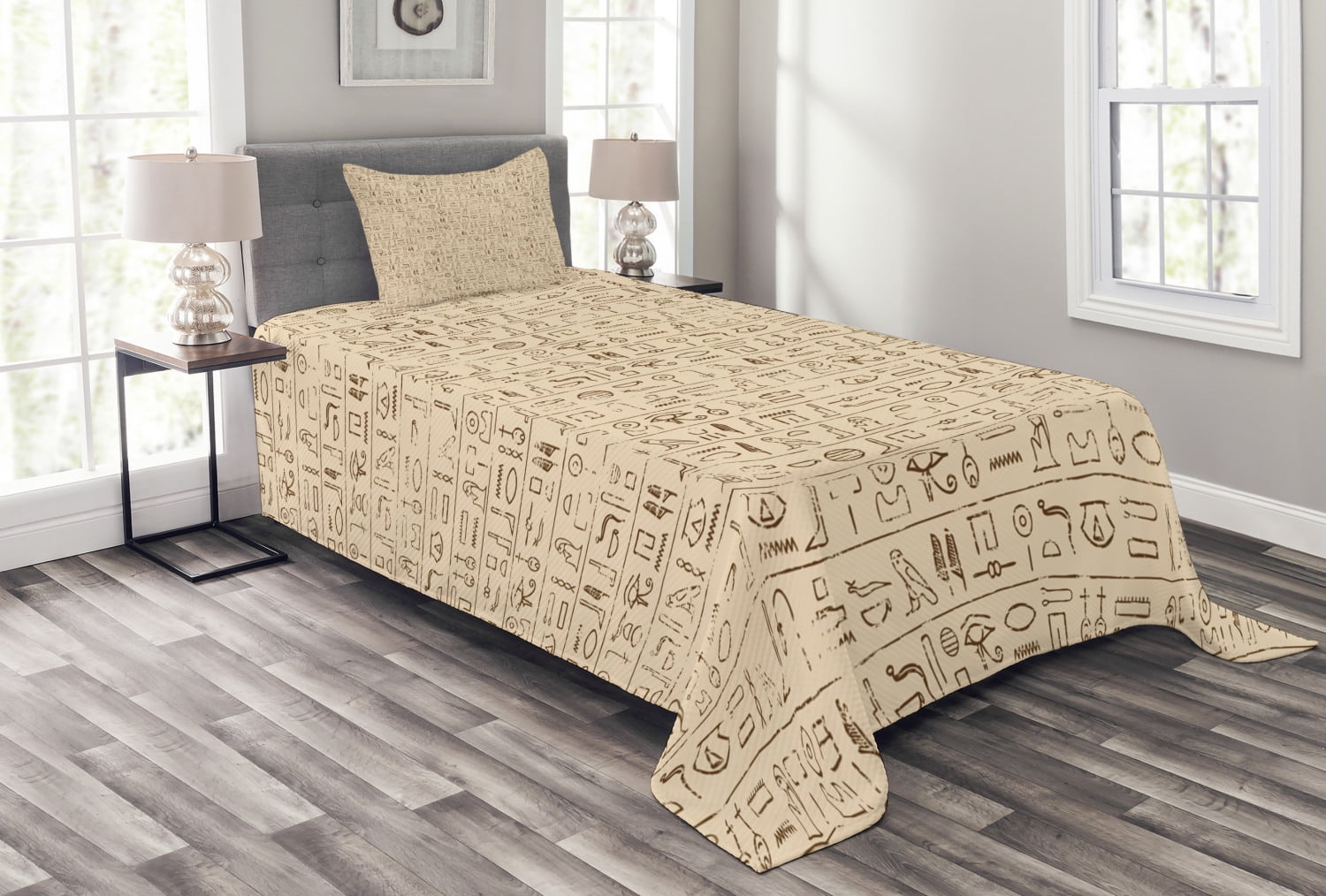 Twin White Quilted Bedspread Set with Pillow Sham
