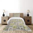 thumbnail image 1 of Ambesonne Egyptian Quilted Bedspread Set 2 Pcs, Hieroglyphs Animals, Twin Size, Reseda Green, 1 of 3
