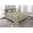 thumbnail image 1 of Ambesonne Egyptian Quilted Bedspread Set 3 Pcs, Hieroglyphs Animals, Queen Size, Reseda Green, 1 of 3
