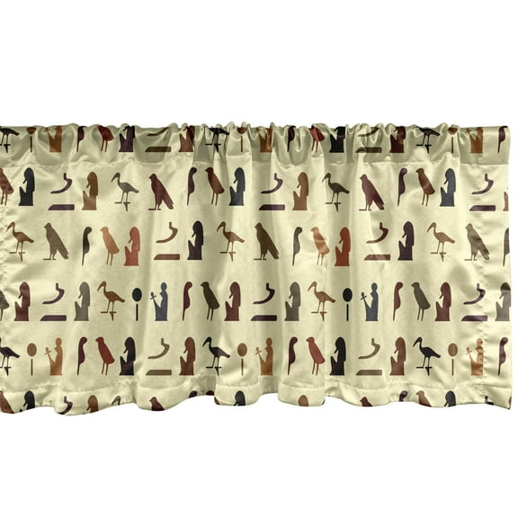 Ambesonne Egyptian Window Valance, Antique Hieroglyph Forms, 54" X 18", Multicolor