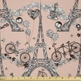 thumbnail image 1 of Ambesonne Eiffel Fabric by the Yard Microfiber, Retro Landmark, 5 Yards, Pale Salmon Black White, 1 of 2