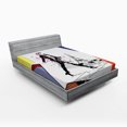 thumbnail image 1 of Ambesonne Eiffel Fitted Sheet, Tower Walking Girlrt, Full Size, Orange, 1 of 2