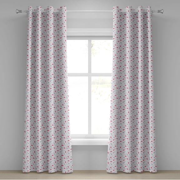Ambesonne Eiffel Grommet Curtain, Tasty Retro Macaroons, 50" x 84", Pink Grey White