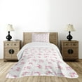 thumbnail image 1 of Ambesonne Eiffel Quilted Bedspread Set 2 Pcs, Springtime Polka Dots, Twin Size, Pale Pink Green White, 1 of 6
