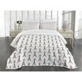 thumbnail image 1 of Ambesonne Eiffel Quilted Bedspread Set 3 Pcs, Towers Bowties Sketch, Queen Size, Ruby Black White, 1 of 3