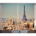 thumbnail image 1 of Ambesonne Eiffel Tower Curtains 2 Panel Set, Cityscape of Paris, 108" x 90", Multicolor, 1 of 3