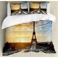 thumbnail image 1 of Ambesonne Eiffel Tower Duvet Cover Set, Scenic View Paris, 2-Calking, Blue Yellow Coconut, 1 of 7