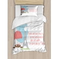 thumbnail image 1 of Ambesonne Eiffel Tower Duvet Cover Sets, Scenery and Lettering, 2-Twin, Coral Pale Taupe, 1 of 4