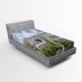 thumbnail image 1 of Ambesonne Eiffel Tower Fitted Sheet, Aerial View Paris, Twin Size, Pale Blue Cream Green, 1 of 3